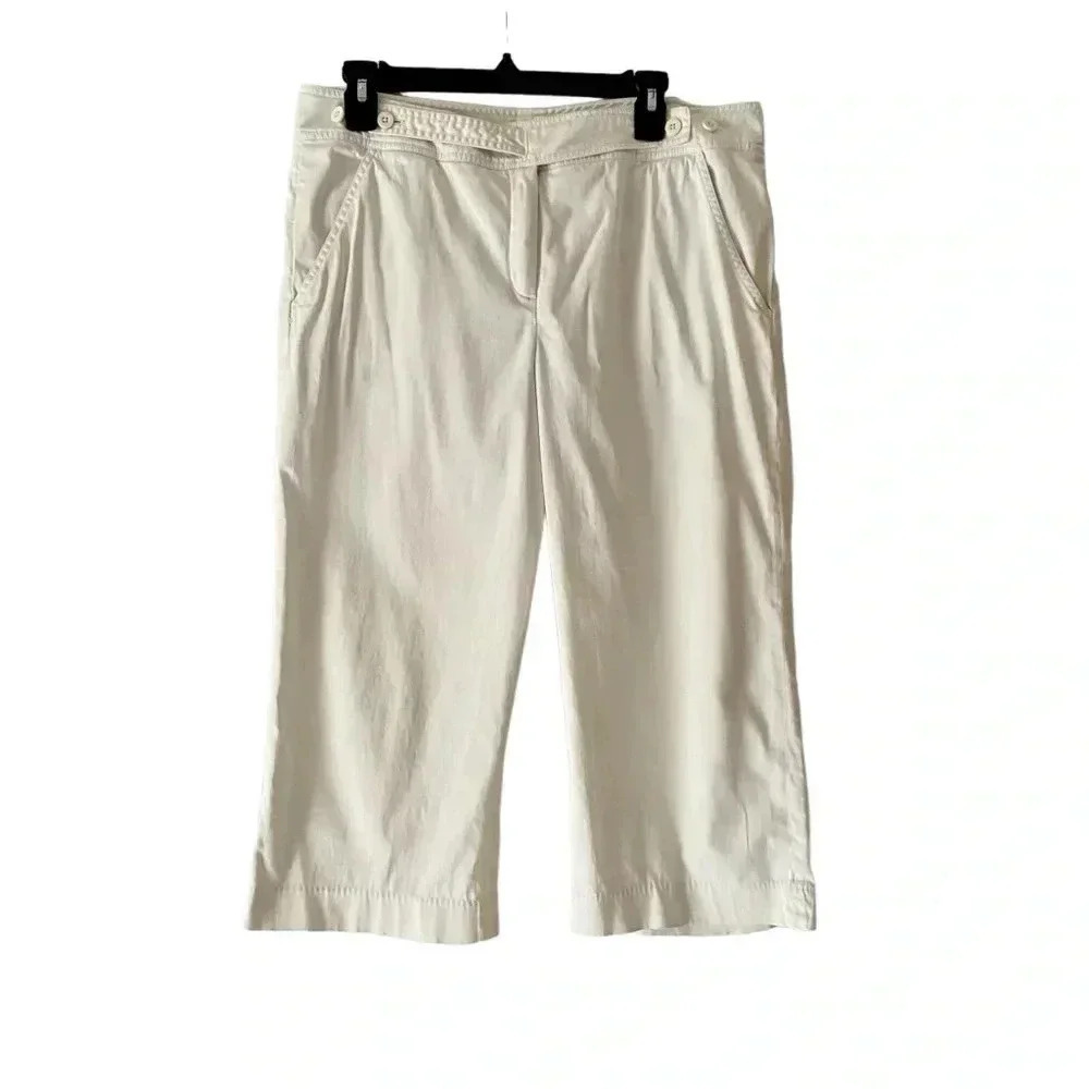 Sandro Sportswear Capri Size 12 Wide Leg‎ Resort Wear Coastal Chic Cotton Blend